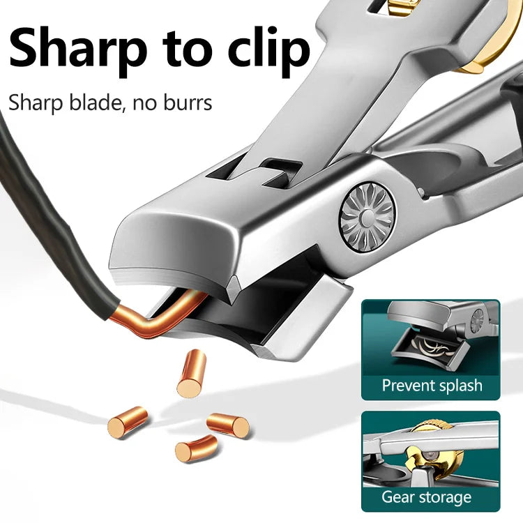 Large opening anti-splash nail clippers