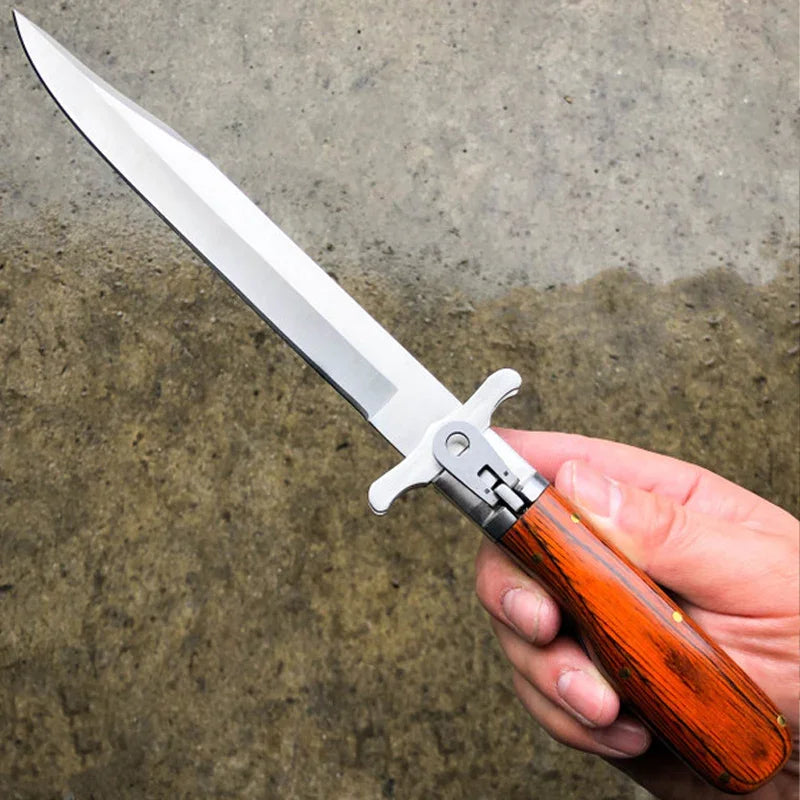 Sharp blade wooden handle pocket knife best for hunting, camping, hiking