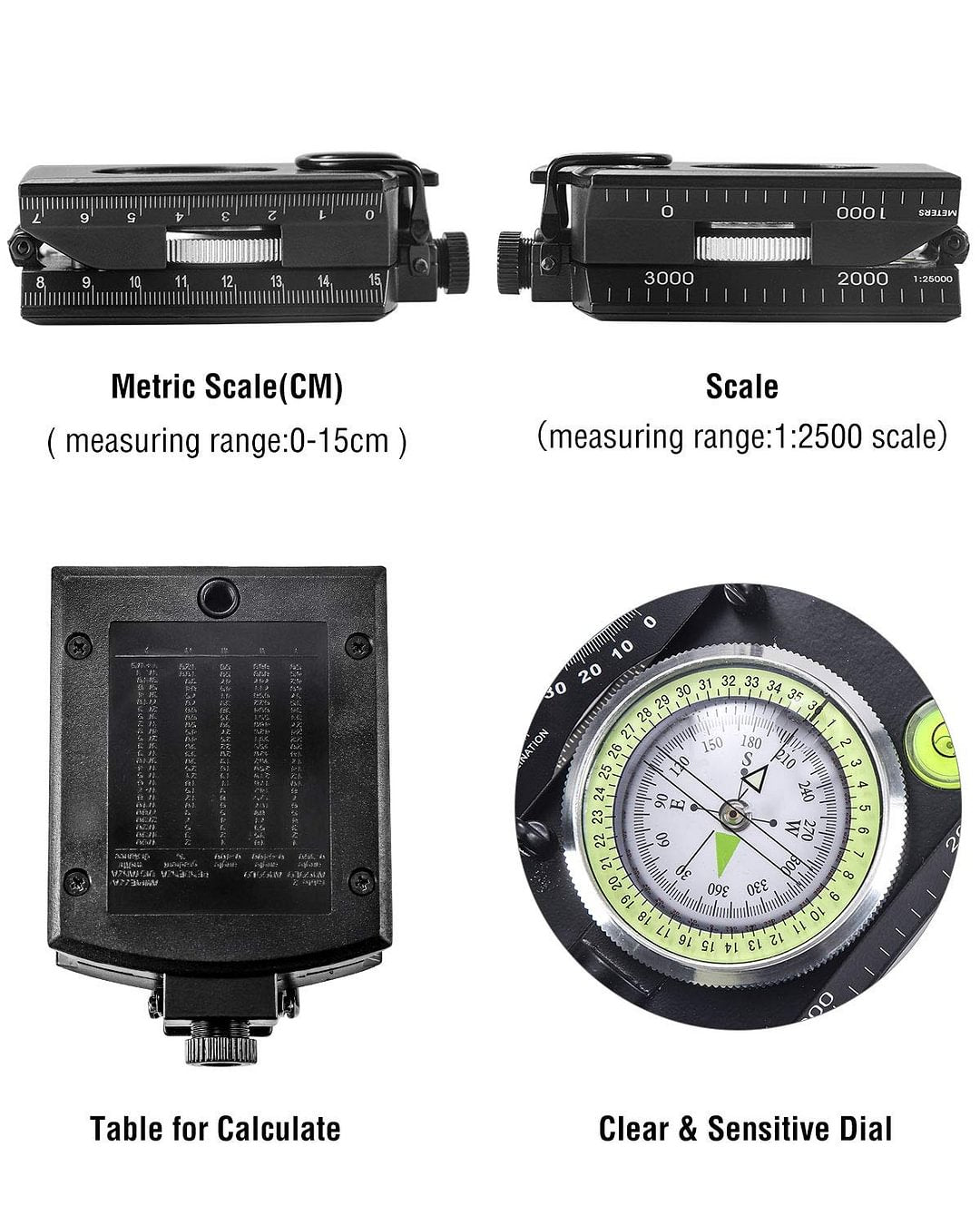 Multifunctional Military Aiming Navigation Compass with Inclinometer | Shock Resistant Waterproof Compass for Hiking, Camping